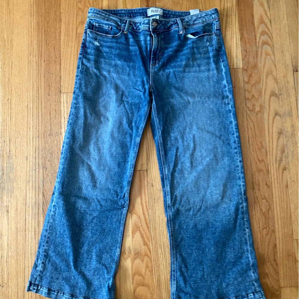 Wide-Leg Distressed Paige Jeans
